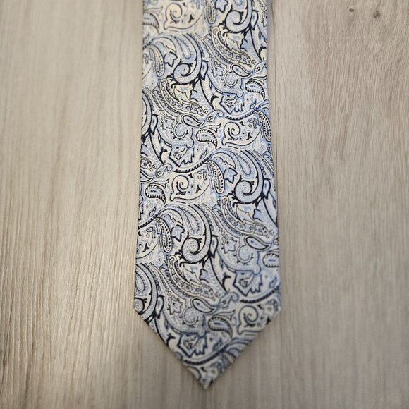 Campia Moda Blue Paisley Print Silk Tie - Picture 1 of 3